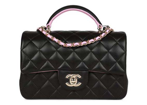 Chanel Mini Classic Flap Bag with Handle Black/Pink (AS2431)