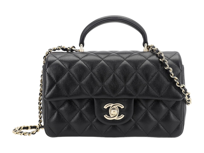 Pre-owned Chanel Women's Mini Classic Flap Bag With Handle In Black