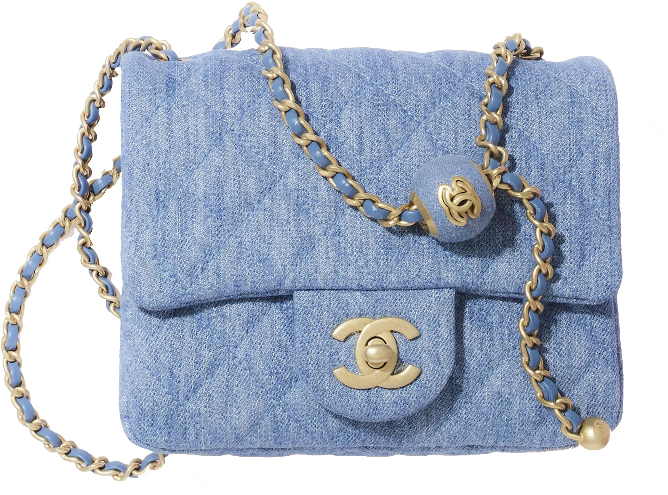 Chanel 19 Blue Quilted Denim Large