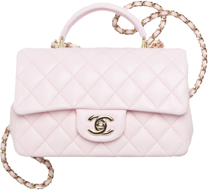 Chanel Caviar Quilted Mini Top Handle Rectangular Flap Pink