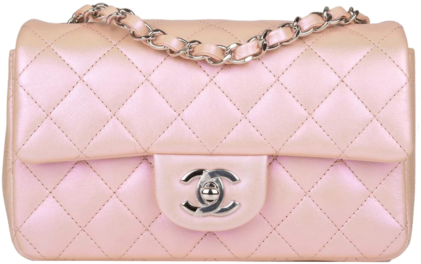 Chanel Mini Rectangular Flap Bag 21 Pink in Calfskin Leather with