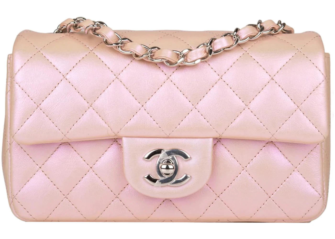 Chanel Mini Rectangular Flap Bag 21 Pink In Calfskin Leather With  Silver-Tone - Us