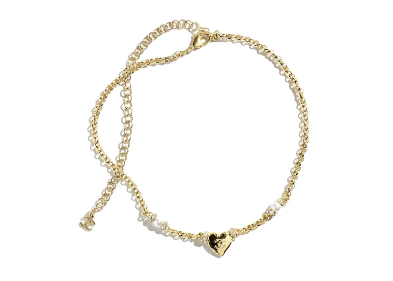 Chanel Necklace Gold/Pearly White/Crystal (ABD075 B16158 NW376) in 