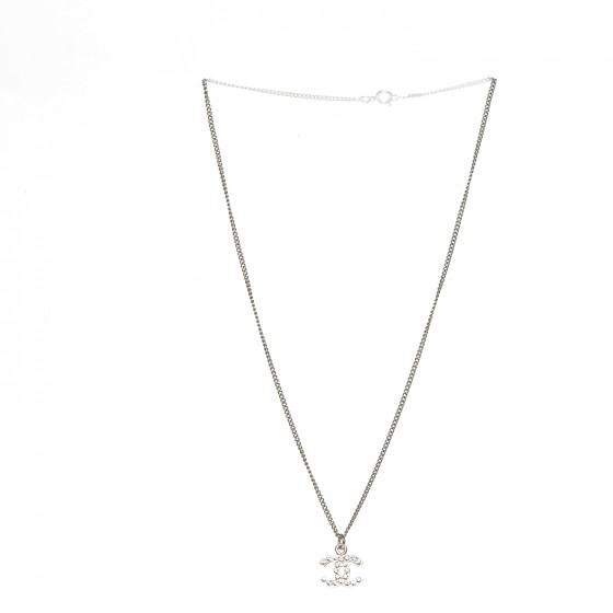 Preowned Chanel Silver Crystal cc Necklace Small  ModeSens  Girly  jewelry Chanel jewelry Fashion jewelry
