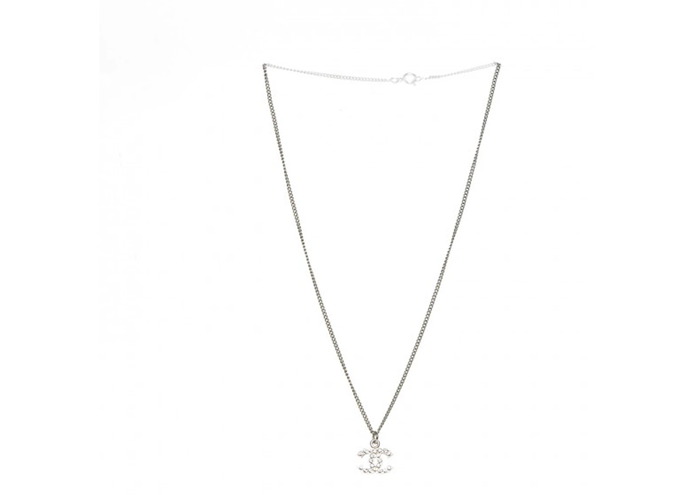 Chanel Timeless CC Necklace Crystal in Silver-Tone Metal with Silver-Tone -  US