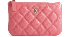 Chanel O Case Quilted Iridescent Caviar Gold-tone Pink