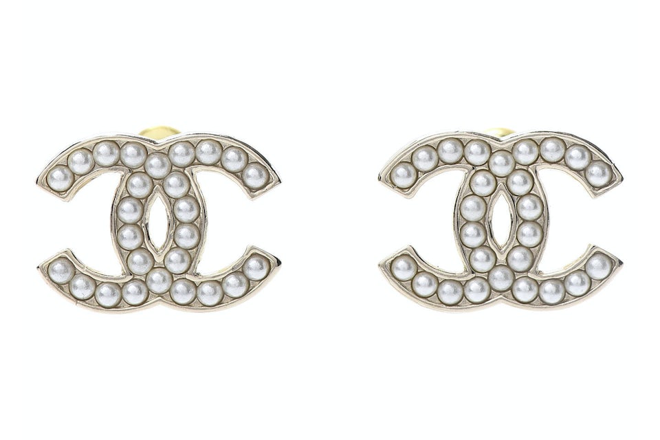 Chanel Glass Pearl Stud Earrings
