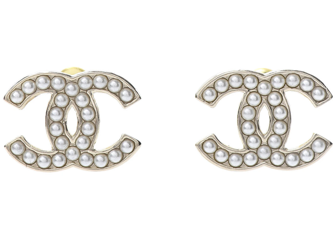 Chanel gold earrings with pearls Clearance