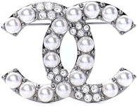 Chanel 19 Brooch Gold/White in Metal/Glass - US