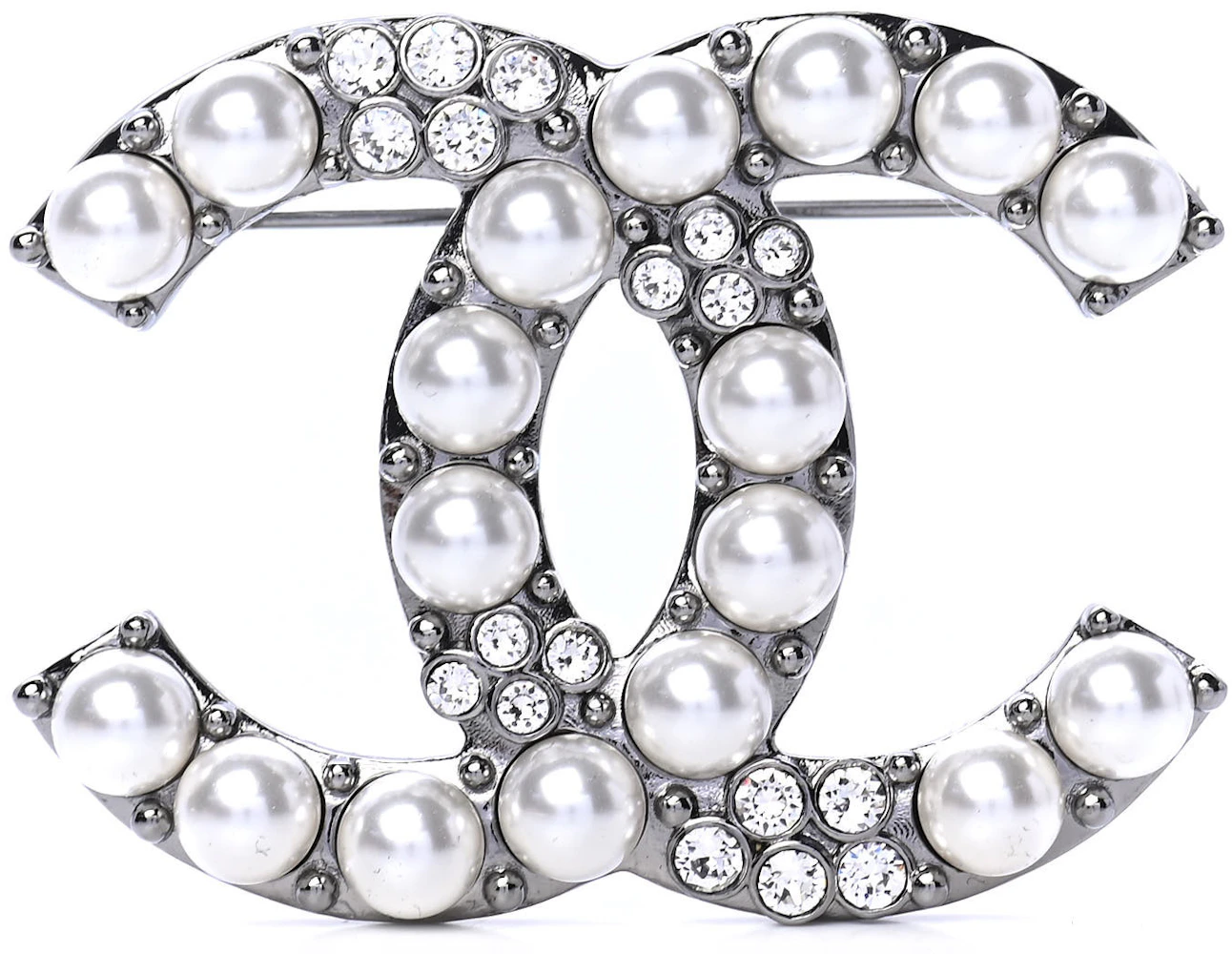 Chanel Logo Pearls Brooch