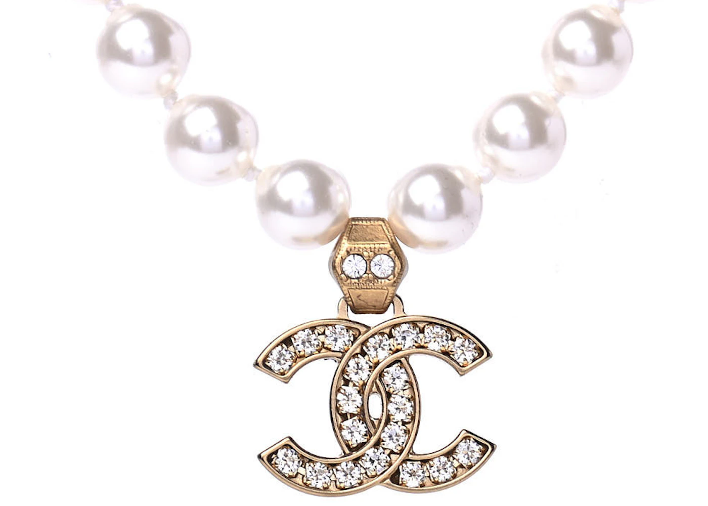 chanel gold and pearl necklace
