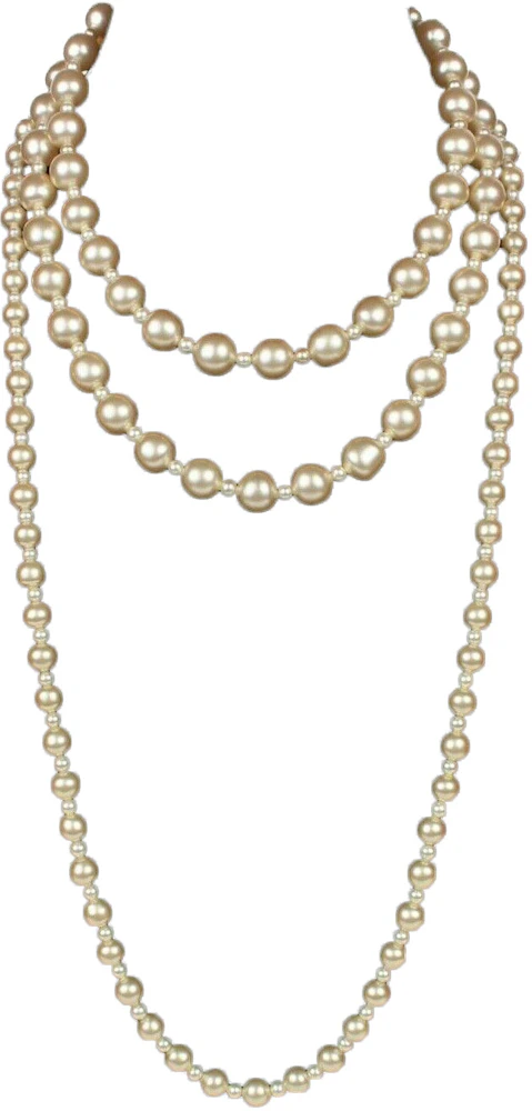 Faux Pearl Medallion Triple Strand Necklace - Garden Party