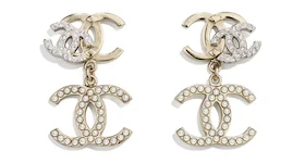 Chanel Pearly White Earrings Gold/Silver
