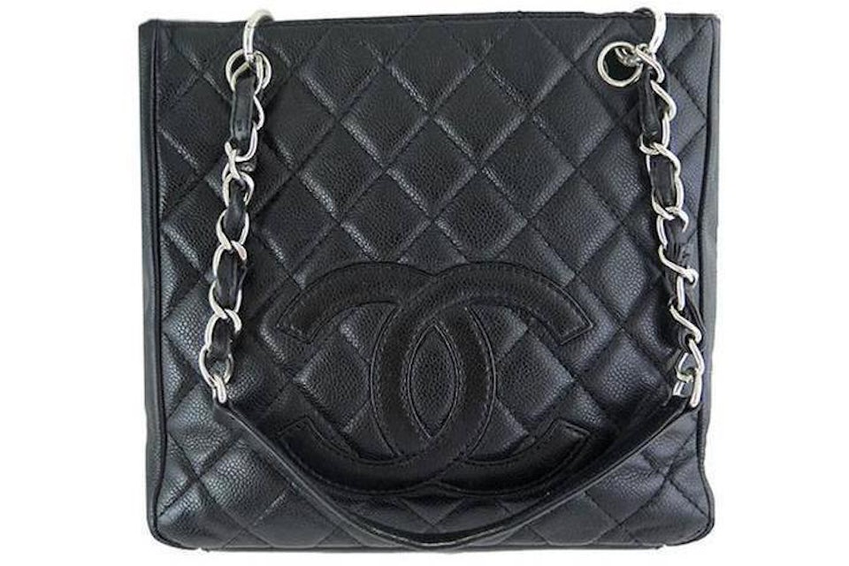 chanel quilted shopping tote bag