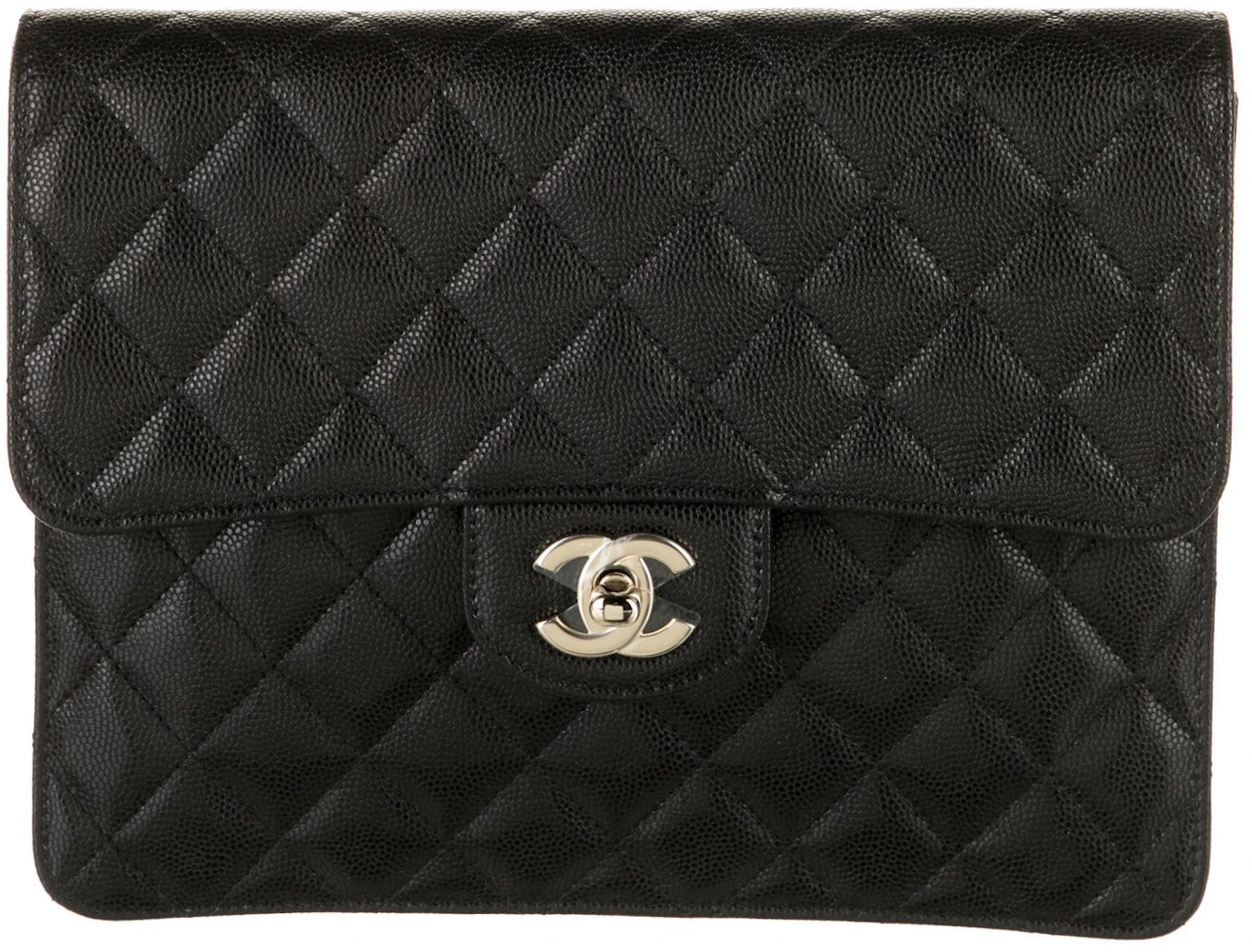 Chanel Quilted Caviar Flap Case Black Caviar in Leather with Gold
