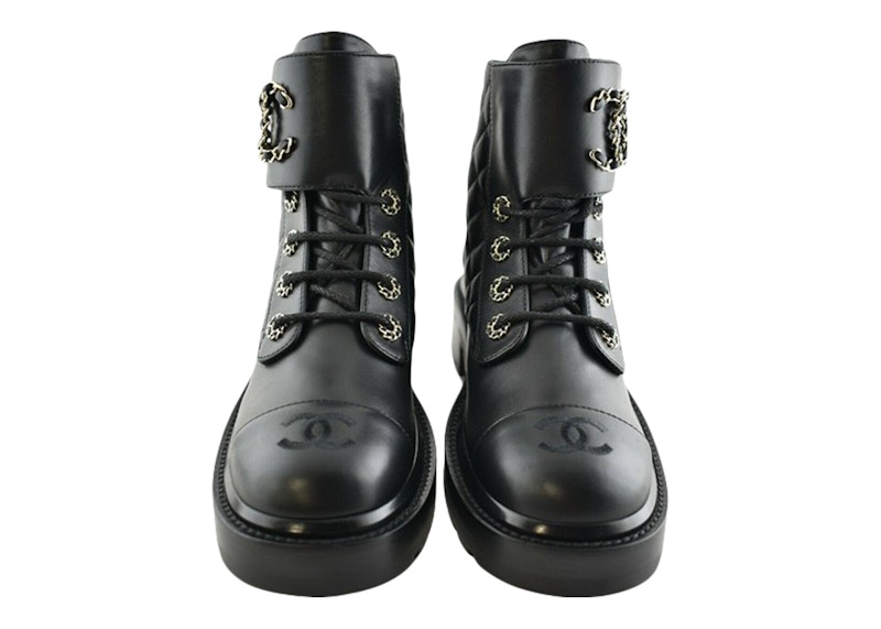 Chanel black sale combat boots