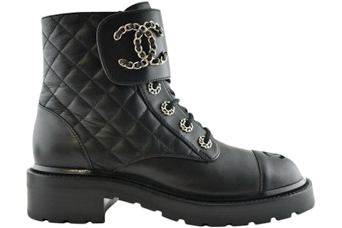 Chanel Bota de Combate Acolchada Cuero Negro G36424 X56232 94305