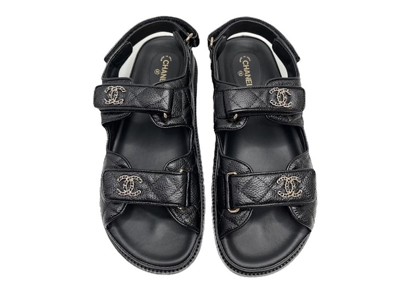 Chanel black quilted online sandals