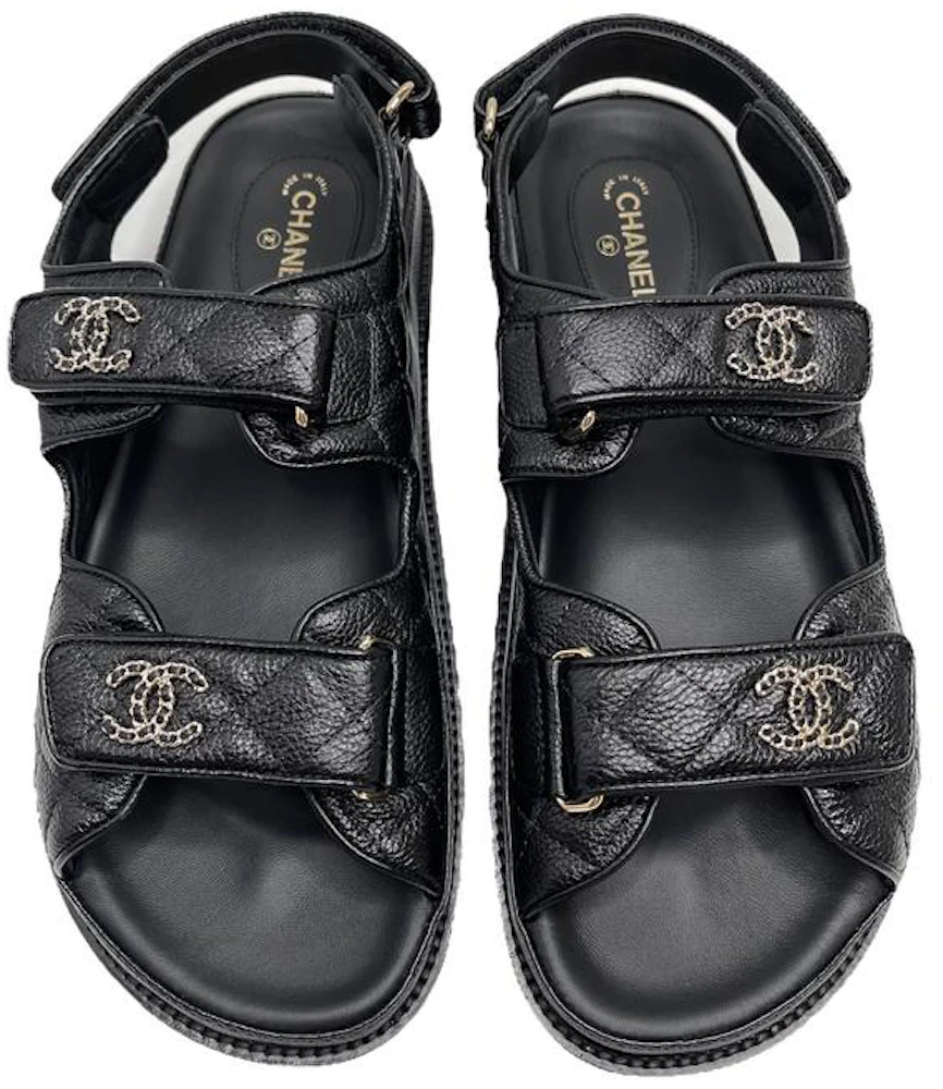 Chanel Quilted Dad Sandal Black Leather - G35927 X56140 94305 - GB