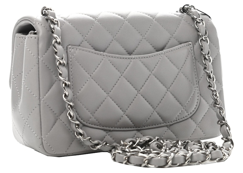 Chanel Quilted Mini Rectangular Flap Bag Grey in Lambskin Leather with ...