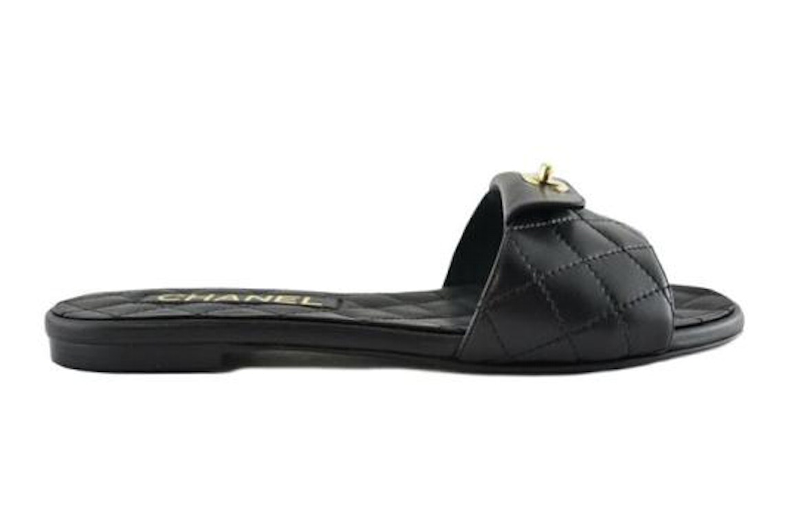 Pre-owned Chanel Quilted Mule Sandal Black Leather