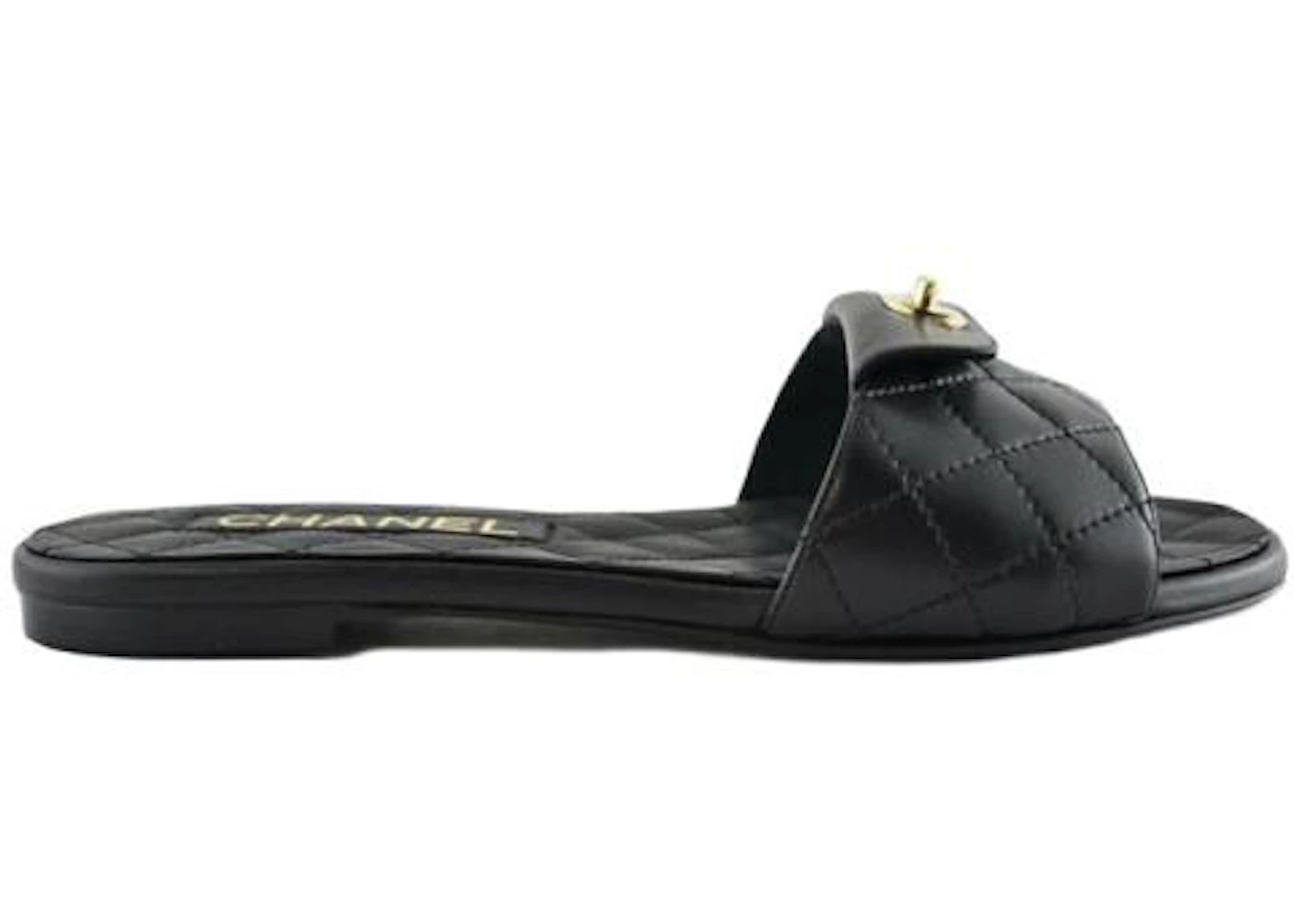 Chanel black quilted slides Clearance