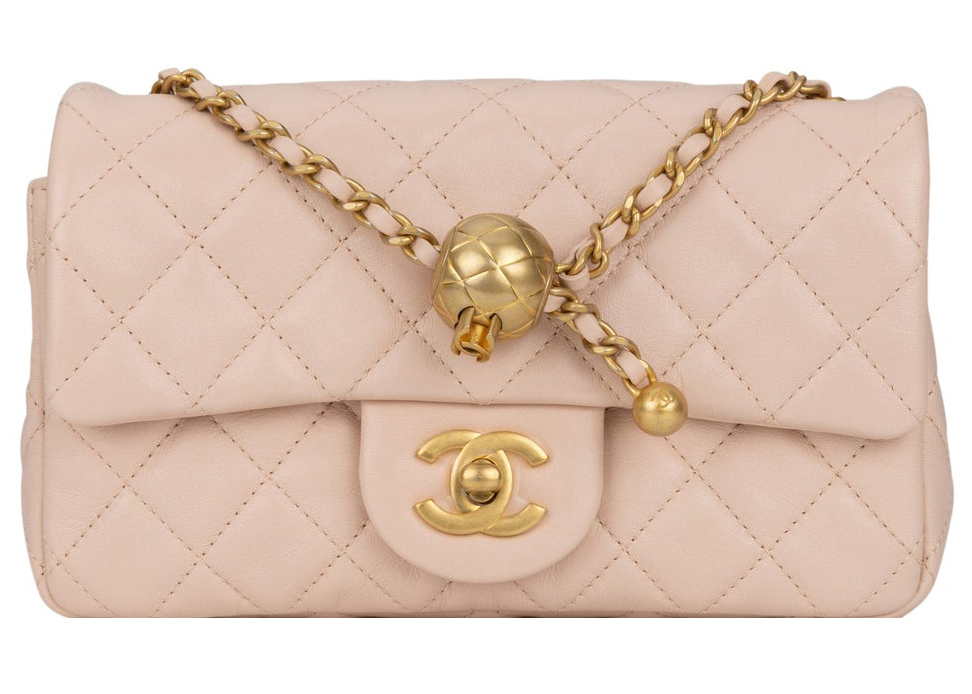 Chanel Quilted Rectangular Flap Bag Mini Pearl Crush Light Beige 