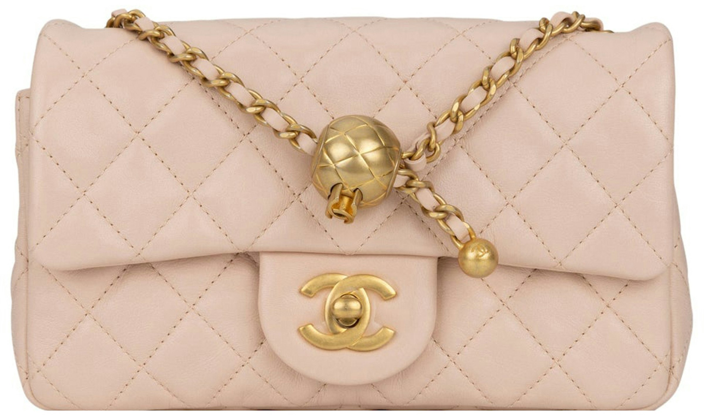 Chanel Quilted Rectangular Mini Pearl Crush Light Beige in Leather with Gold-tone US