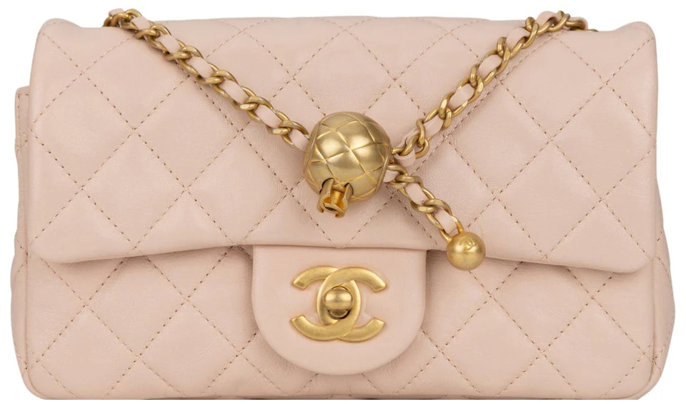 Chanel 21b Pearl crush mini flap bag with chain/belt bag white GHW