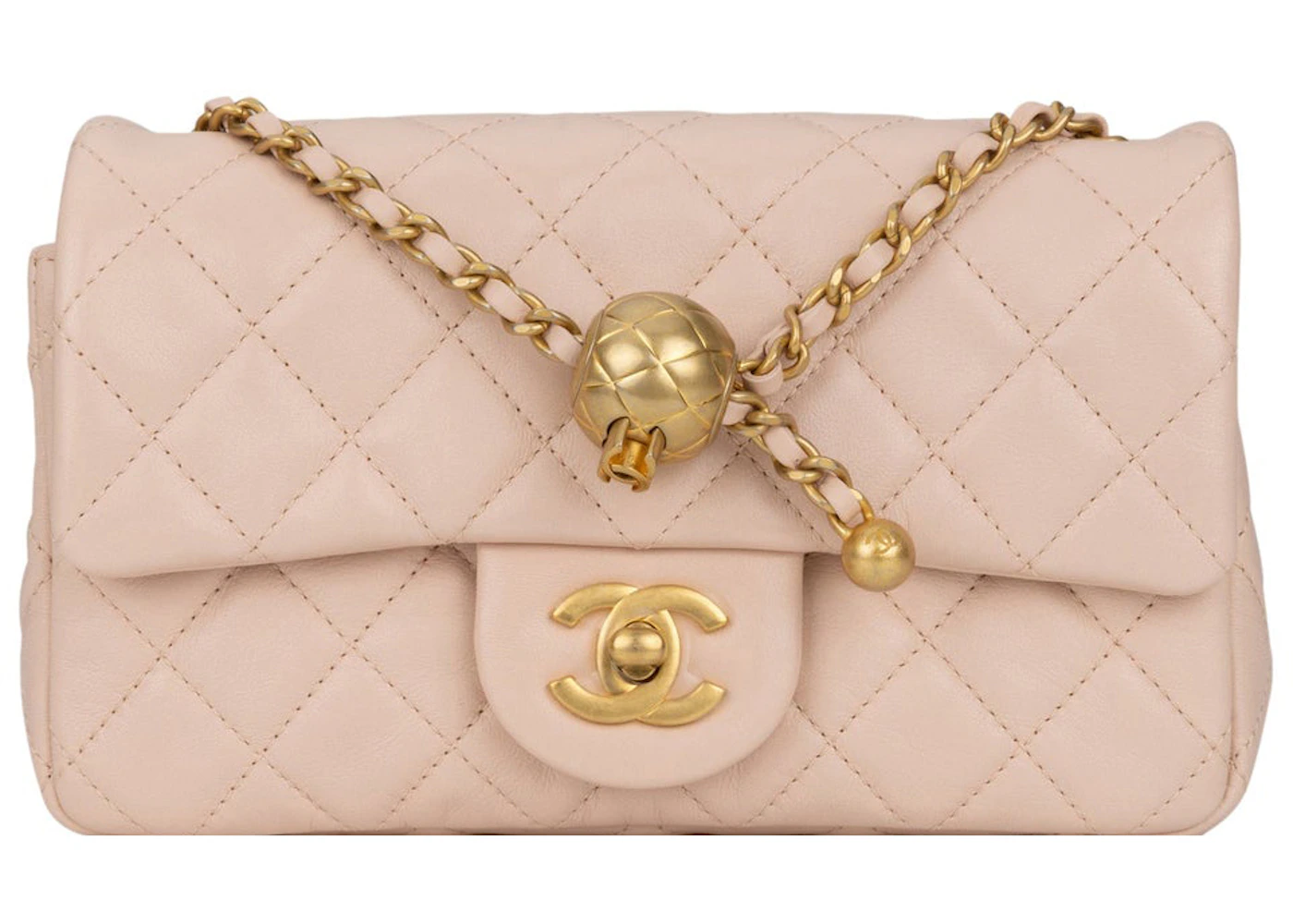 Chanel Quilted Rectangular Flap Bag Mini Pearl Crush Light Beige in Lambskin  Leather with Gold-tone - US