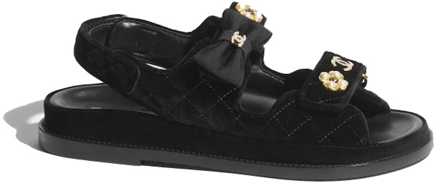 Velvet sandals Chanel Black size 36.5 EU in Velvet - 25759591