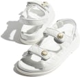 Chanel White Quilted Leather Chain Around Ankle Strap Platform Wedge Sandals  Size 39.5 Chanel