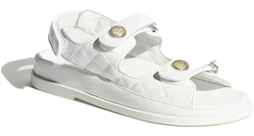 Chanel Quilted Sandal White Laminated Lambskin