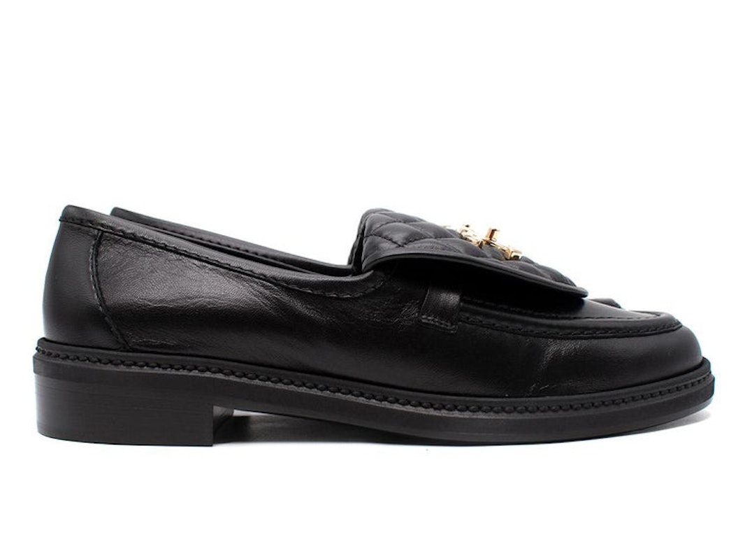 Pre-owned Chanel Quilted Tab Loafers Black Leather
