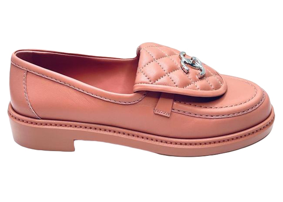 Pre-owned Chanel Quilted Tab Loafers Pink Leather