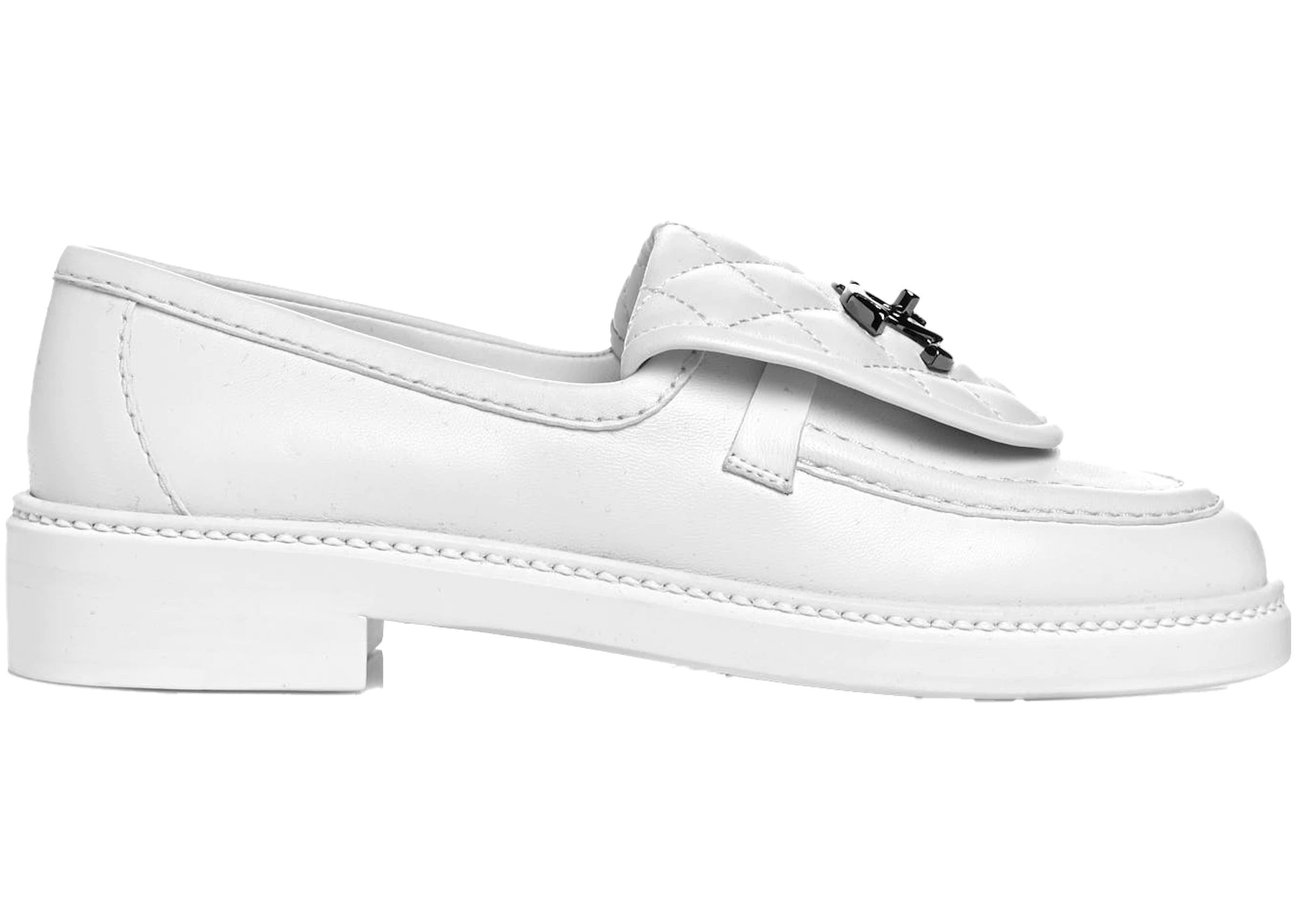 Chanel Quilted Tab Loafers White Leather - G36646 X56469 0N075 - US