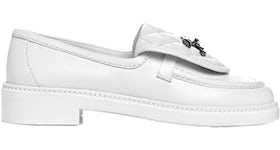 Chanel Quilted Tab Loafers White Leather