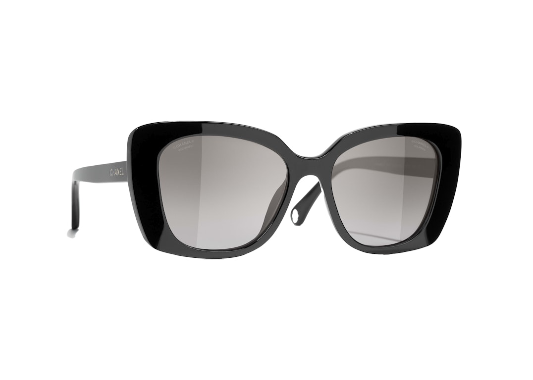 Pre-owned Chanel Rectangle Polarized Sunglasses Black (5504 C622/m3)