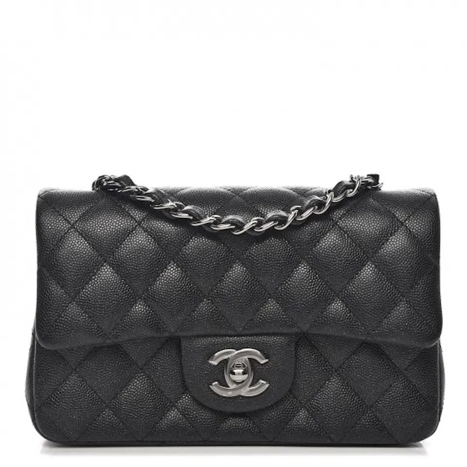 Chanel Mini Rectangular Flap 18C Black Iridescent Black Caviar in ...