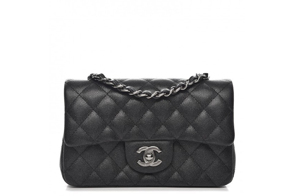 Chanel Mini Rectangular Flap 18C Black Iridescent Black Caviar in