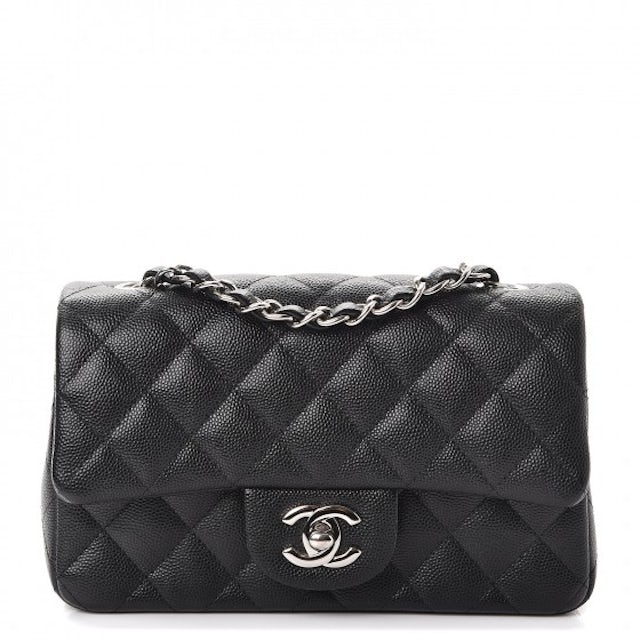 Chanel Mini Rectangular Flap Black Caviar in Caviar Leather with  Silver-tone - US