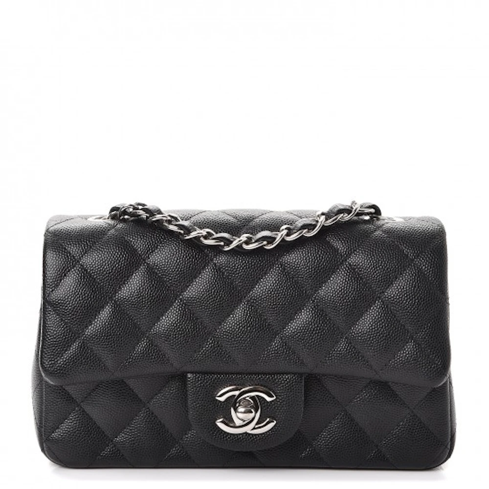 Chanel Mini Rectangular Flap Black Caviar in Caviar Leather with  Silver-tone - GB