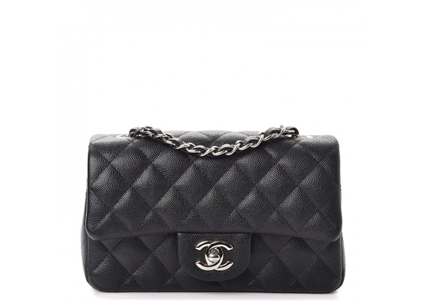 Chanel Mini Rectangular Flap Black Caviar in Caviar Leather with