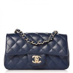 Exclusive Sale: Chanel 22P Light Blue Mini Square Enamel Lambskin Bag | REDELUXE Luxury Handbags