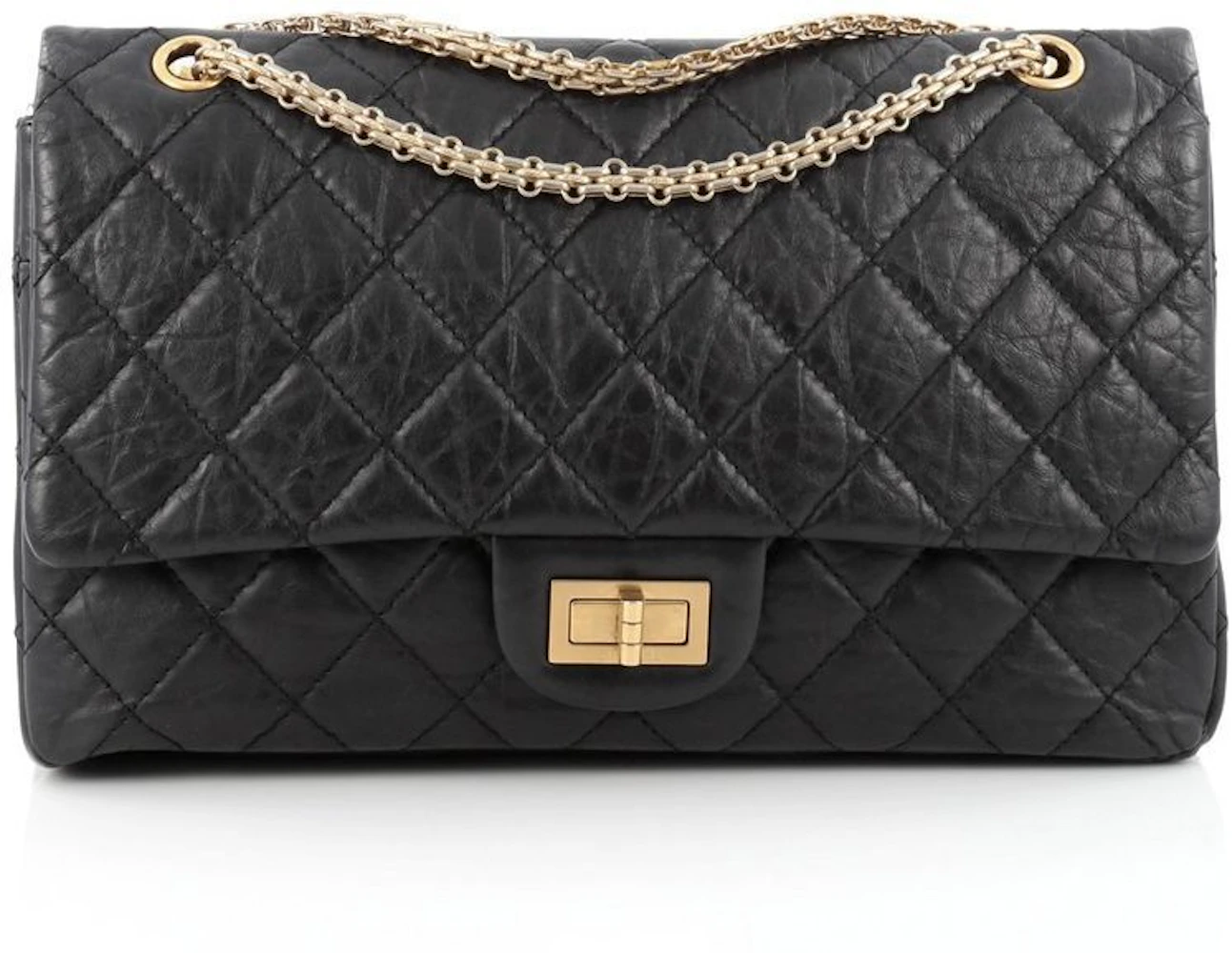 Chanel Reissue 2.55 Classic Double Flap Quilted Aged Calfskin Gold-tone 227  Black - US
