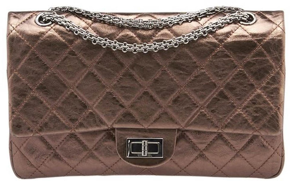 Chanel Reissue 2.55 Classic Double Flap Quilted Aged Calfskin 227 Bronze in  Aged Calfskin with Ruthenium-tone - US