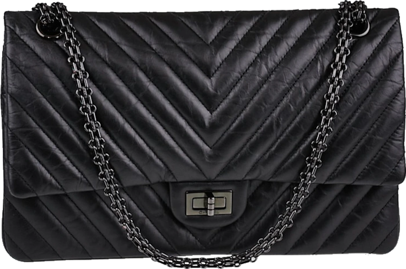 Chanel Reissue 2.55 Classic Double Flap Quilted Chevron 226 Black