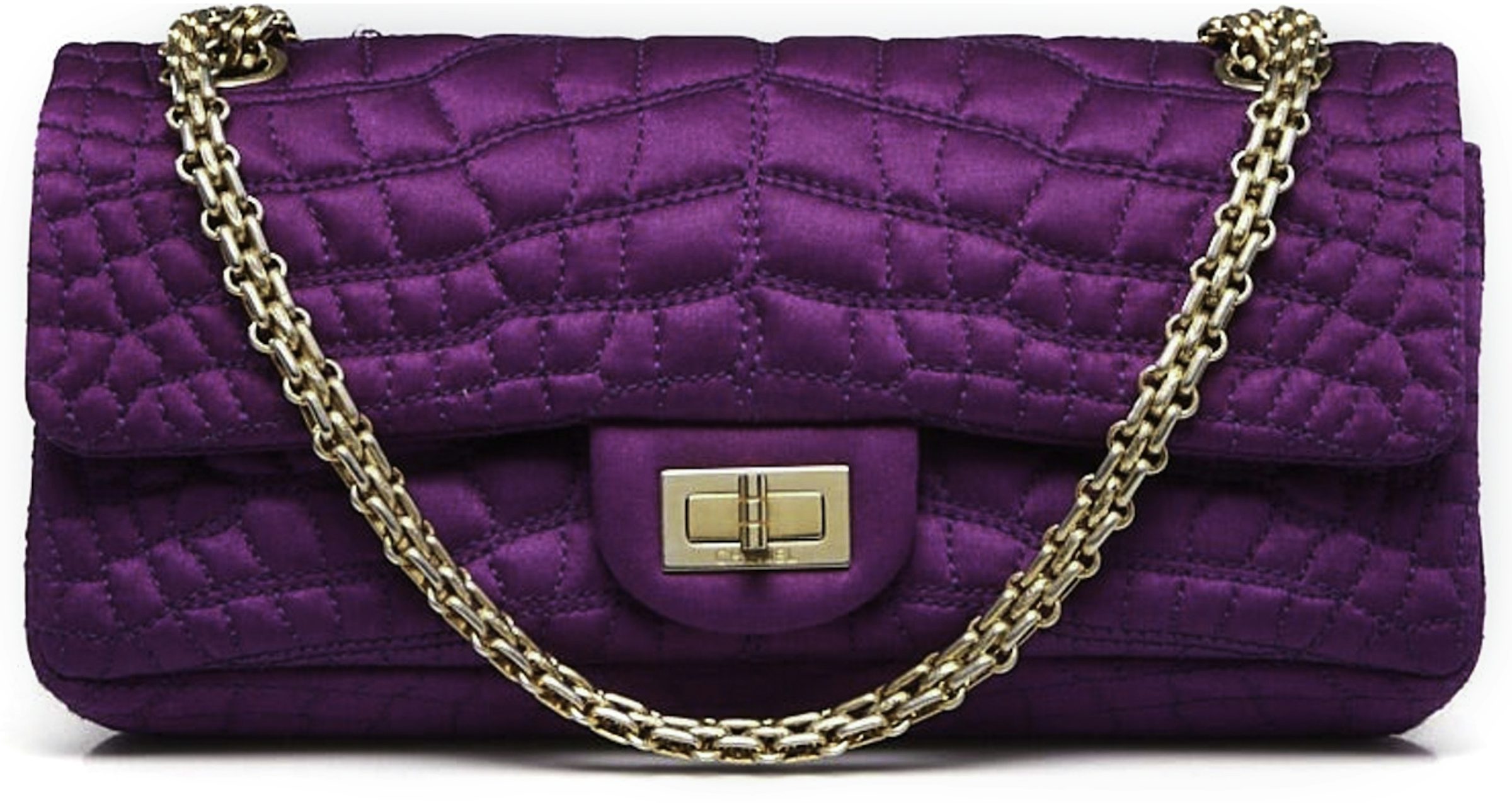 Chanel Reissue 2.55 East West Flap Quilted Purple in Satin with Gold-tone -  US