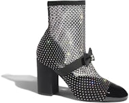 Chanel Resille 90mm Mary Janes Black Crystal Patent Calfskin