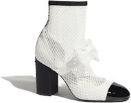 Chanel Resille 90mm Mary Janes White Black Patent Calfskin